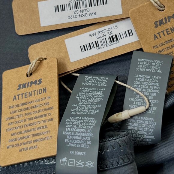 SKIMS Shaping Swim Set Bandeau Top +‎ Dipped Bikini Bottom Gunmetal 3X - Picture 11 of 13